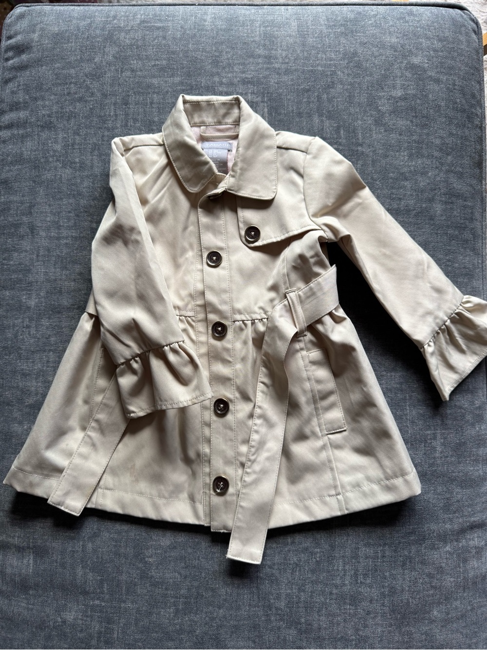 Tahari Cream Ruffle-Sleeve Trench for Kids
